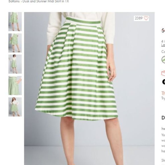 Modcloth Dresses & Skirts - Modcloth Dusk & Stunner Midi A-lined Striped Skirt